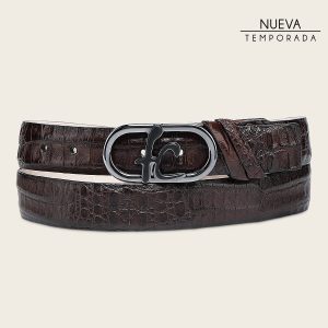 Cinturón de vestir en piel genuina de fuscus para caballero