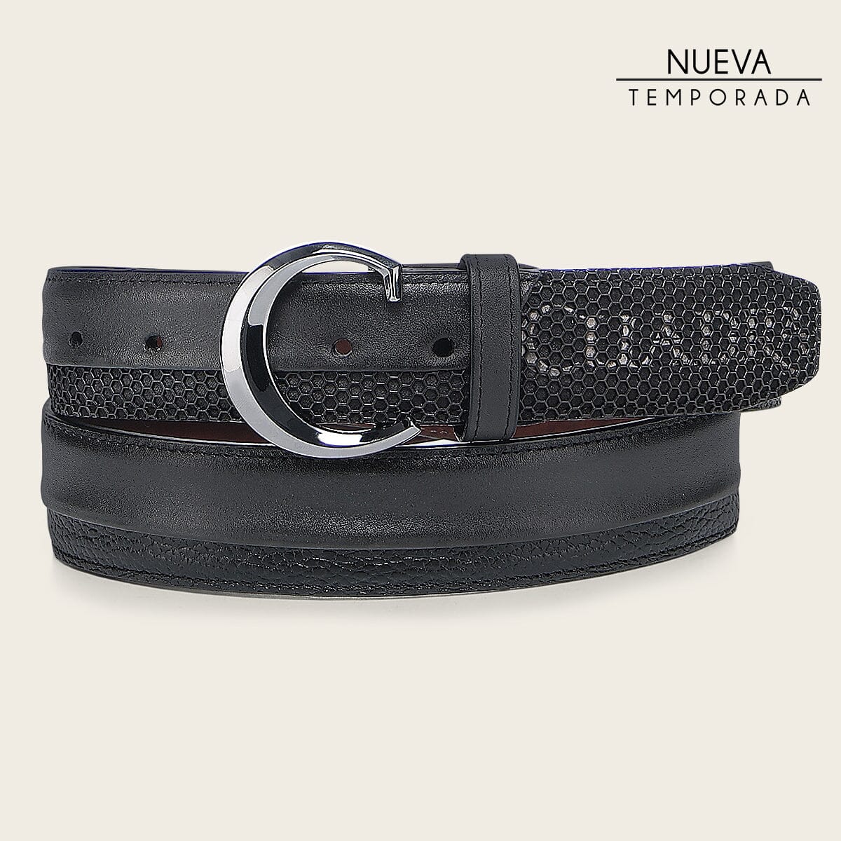 Cinturón casual en piel genuina para caballero