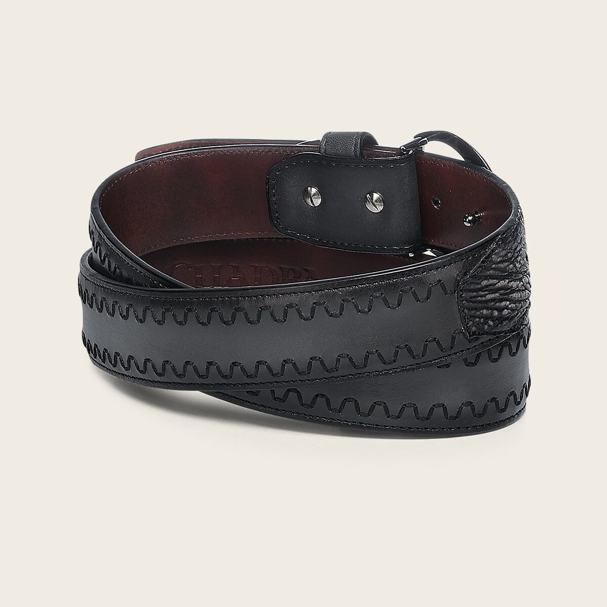 Cinturón casual en piel genuina de tiburón para caballero - Imagen 4