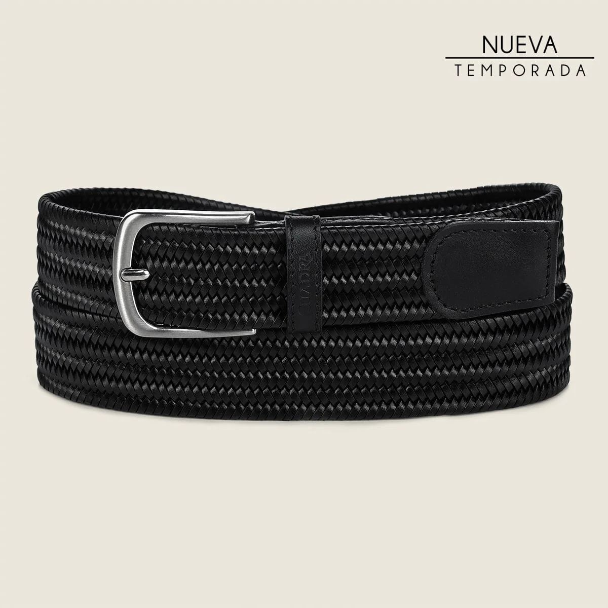 Cinturón casual tejido en piel genuina para caballero