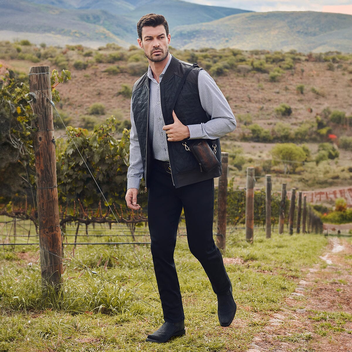 Bota casual en piel genuina de cuello de toro para caballero - Imagen 3