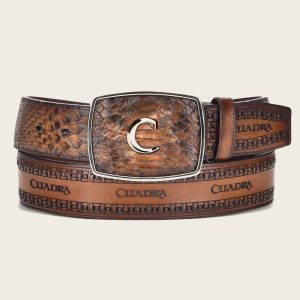 Cinturón tradicional en piel genuina de pitón para caballero