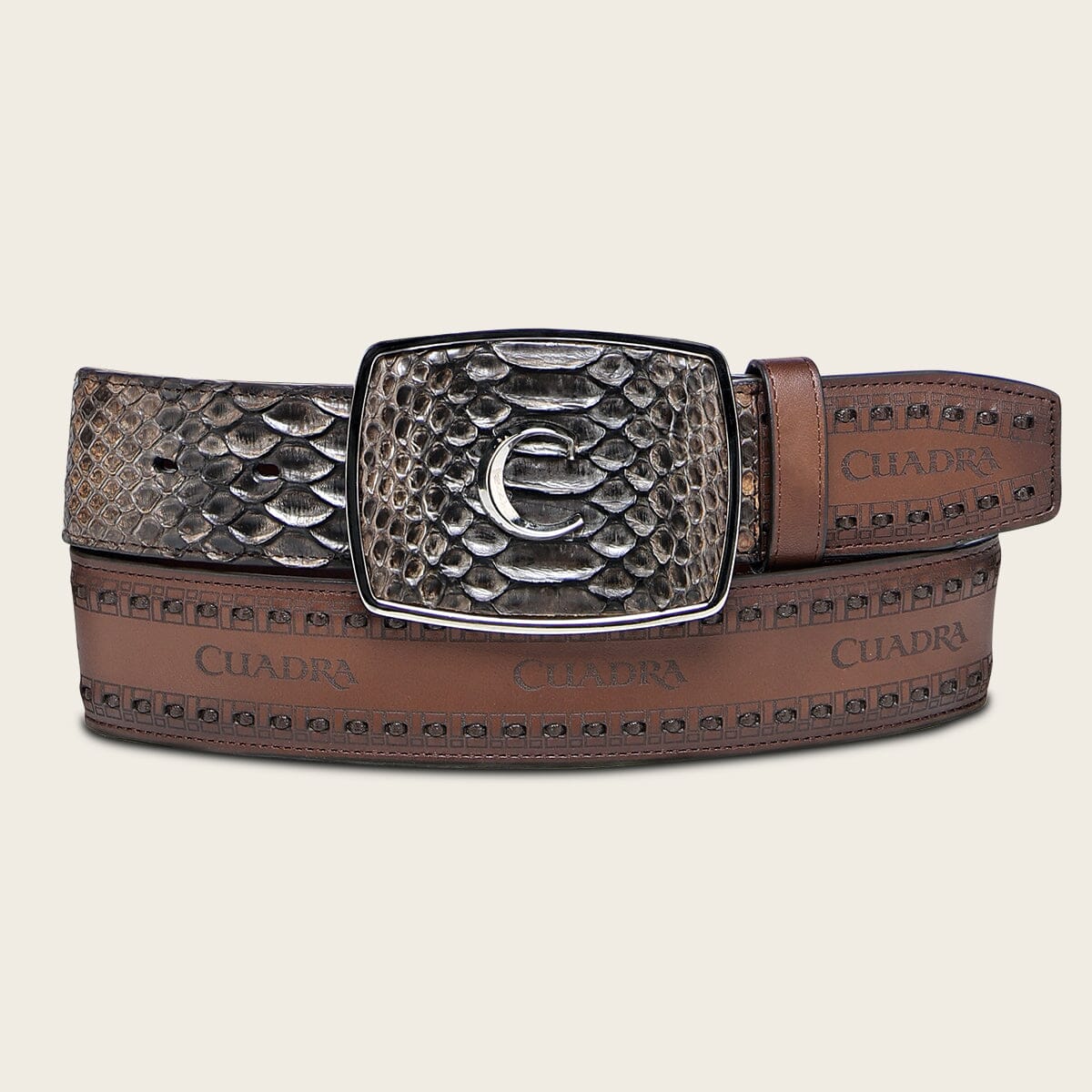 Cinturón vaquero en piel genuina de pitón para caballero