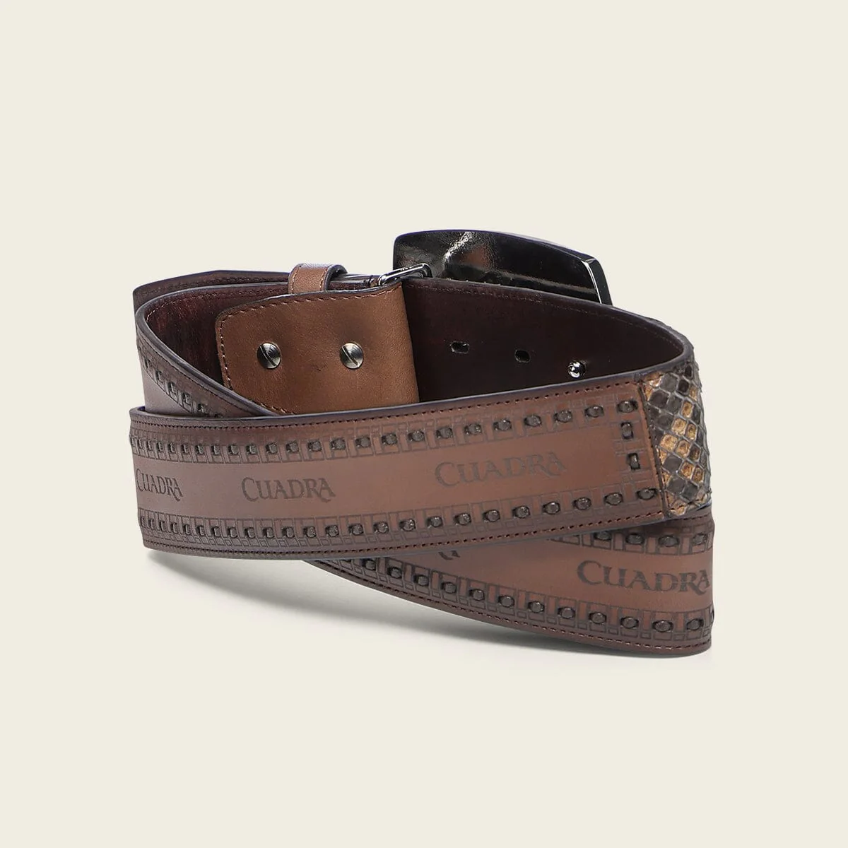 Cinturón vaquero en piel genuina de pitón para caballero - Imagen 3