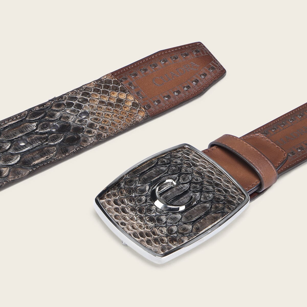 Cinturón vaquero en piel genuina de pitón para caballero - Imagen 4