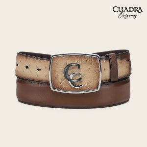 Cinturón vaquero Orígenes  en piel genuina de avestruz para caballero