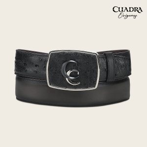 Cinturón vaquero Orígenes en piel genuina de avestruz para caballero