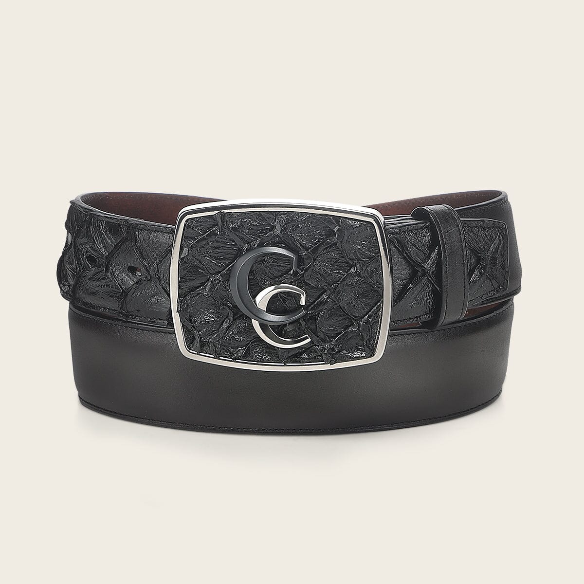 Cinturón vaquero Orígenes en piel genuina de pirarucú para caballero - Imagen 4