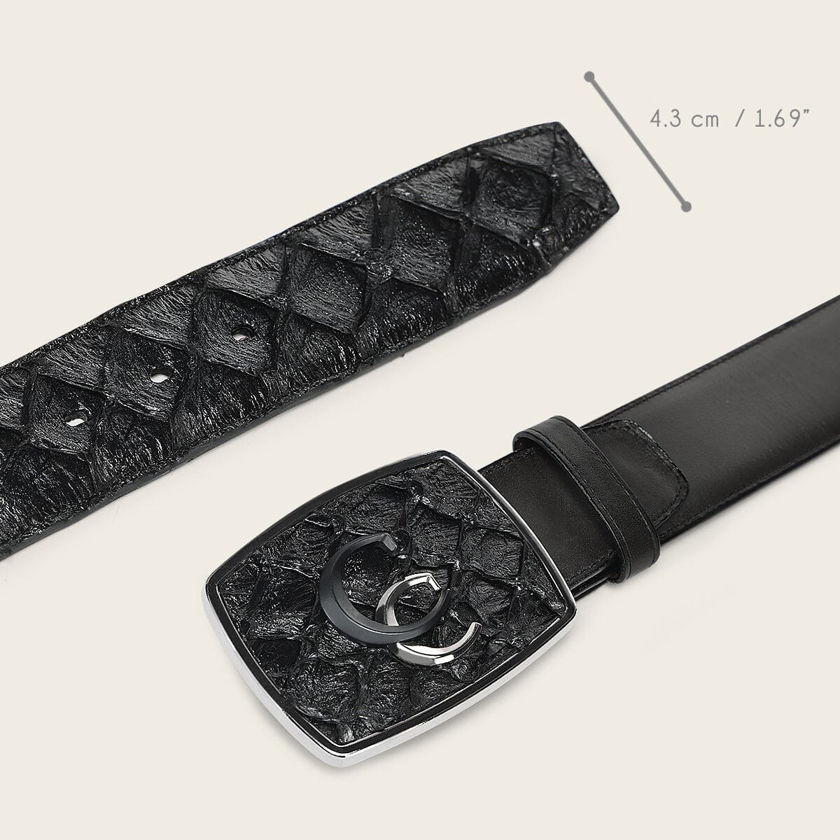 Cinturón vaquero Orígenes en piel genuina de pirarucú para caballero - Imagen 6