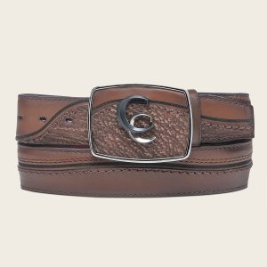 Cinturón vaquero en piel genuina de tiburón para caballero