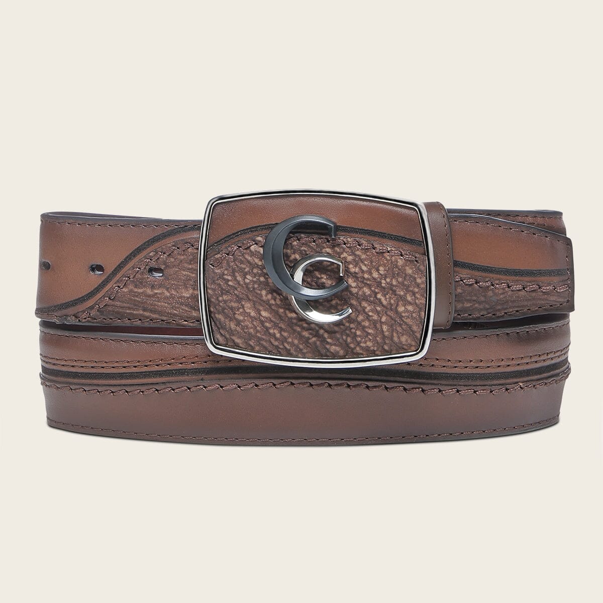 Cinturón vaquero en piel genuina de tiburón para caballero