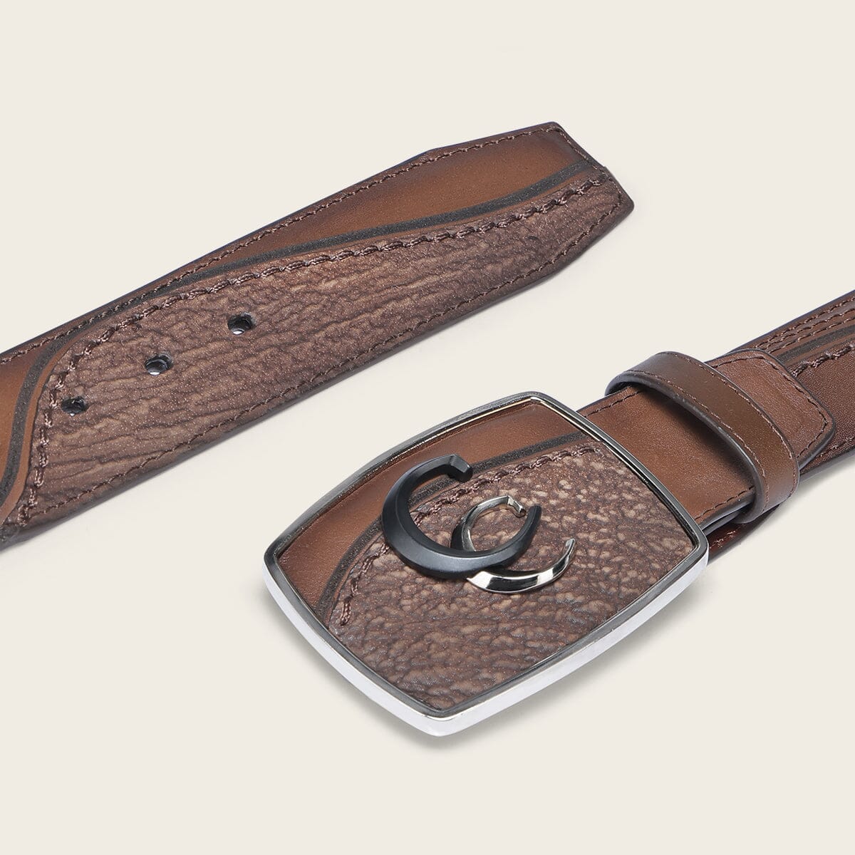 Cinturón vaquero en piel genuina de tiburón para caballero - Imagen 4