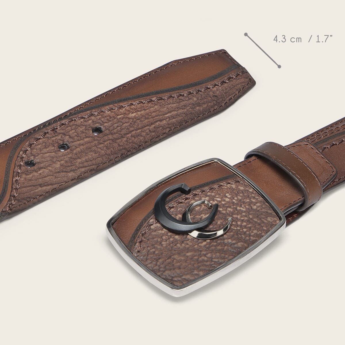 Cinturón vaquero en piel genuina de tiburón para caballero - Imagen 5