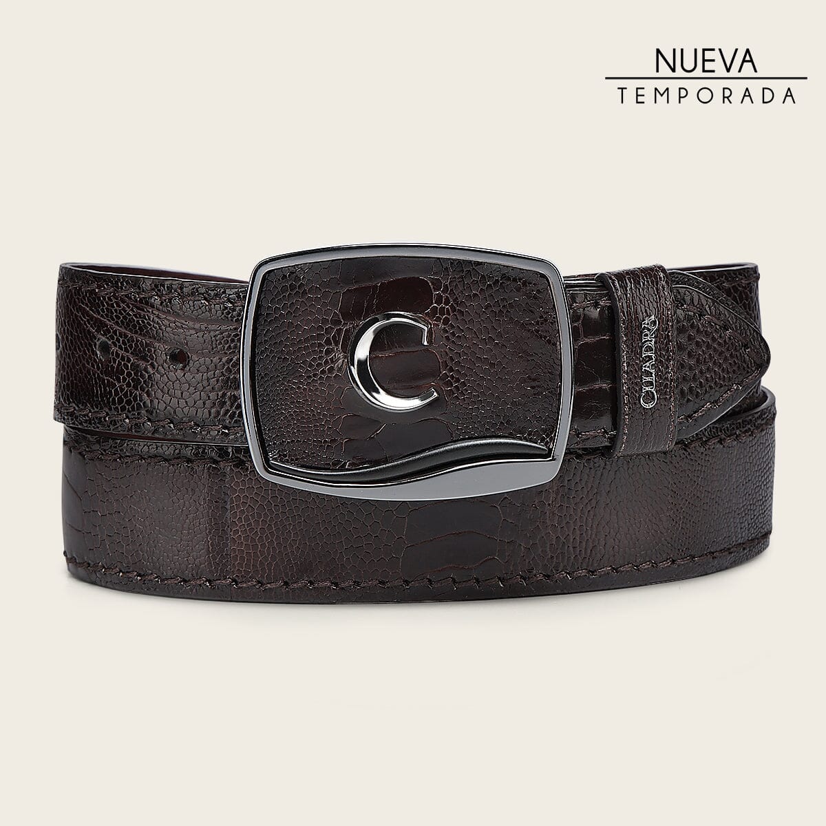 Cinturón vaquero en piel genuina de pata de avestruz para caballero - Imagen 2