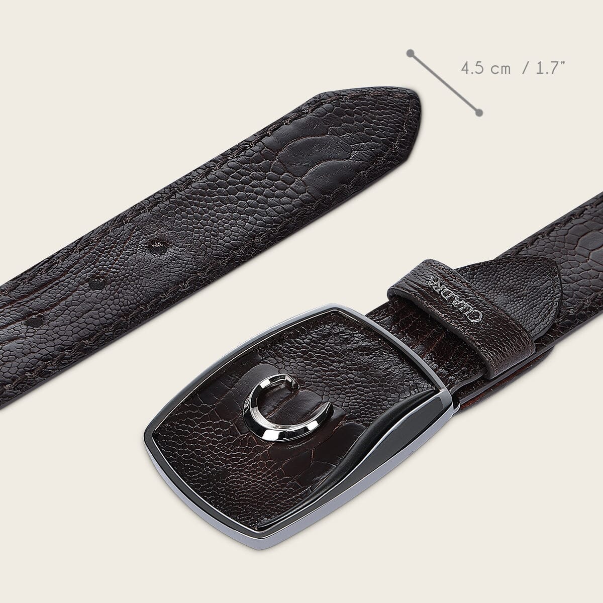 Cinturón vaquero en piel genuina de pata de avestruz para caballero - Imagen 6