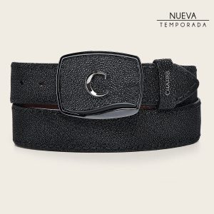 Cinturón vaquero en piel genuina de mantarraya para caballero