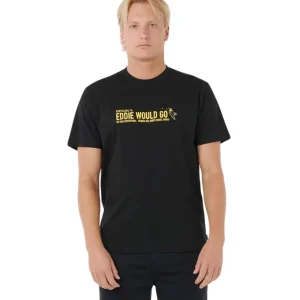 RIP CURL EDDIE WOULD GO STICKER TEE BLACK | CAMISETA SURFERA EDICION LIMITADA