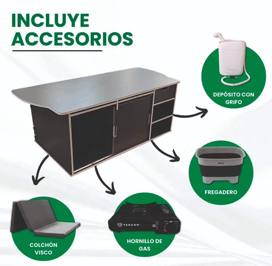 Kit mueble camper completo + colchón visco VW Multivan/Beach T5/6/6.1 - Imagen 7