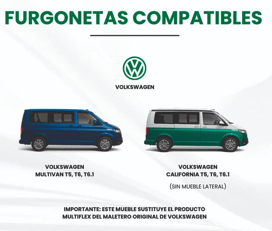 Kit mueble camper completo + colchón visco VW Multivan/Beach T5/6/6.1 - Imagen 6