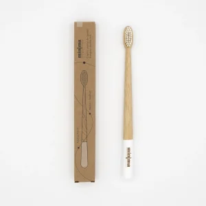 Cepillo de dientes ecológico de bambú medio – Blanco
