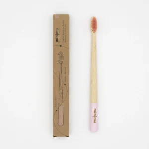 Cepillo de dientes ecológico de bambú medio – Rosa