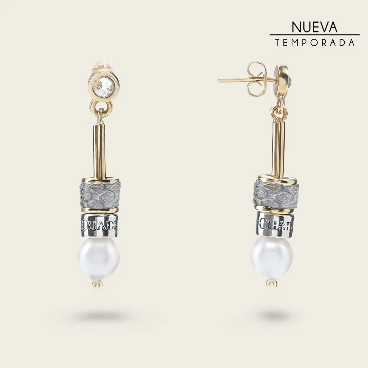 Aretes para dama en piel genuina de pitón