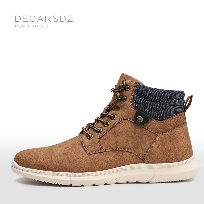 DECARSDZ-Botas de cuero con cordones para hombre, zapatos informales cómodos, clásicos, originales, para caminar, para primavera y otoño, 2023 - Imagen 3