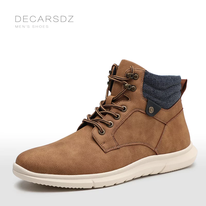 DECARSDZ-Botas de cuero con cordones para hombre, zapatos informales cómodos, clásicos, originales, para caminar, para primavera y otoño, 2023 - Imagen 2