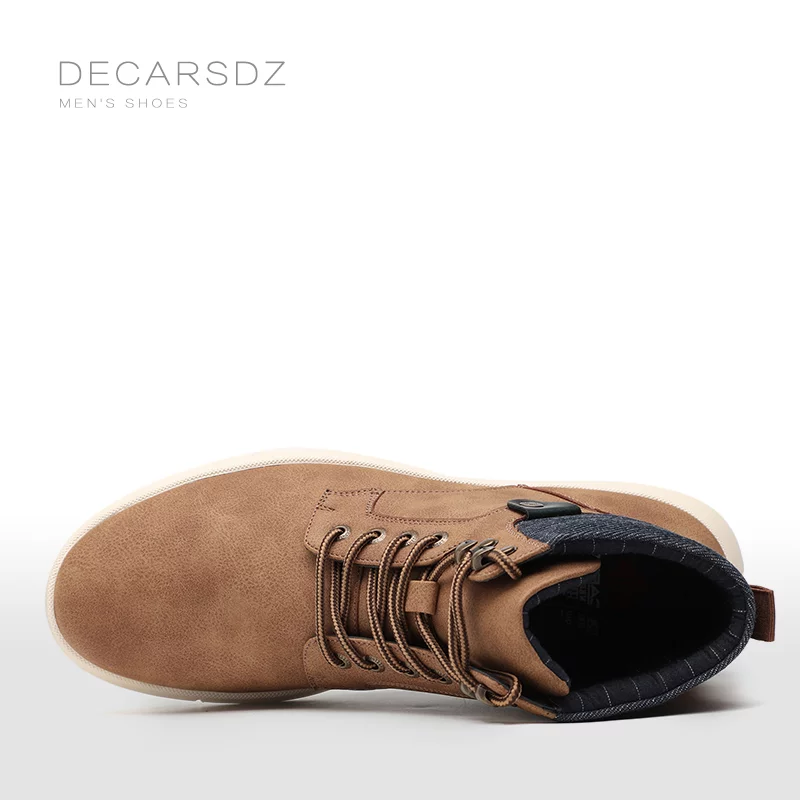 DECARSDZ-Botas de cuero con cordones para hombre, zapatos informales cómodos, clásicos, originales, para caminar, para primavera y otoño, 2023 - Imagen 5