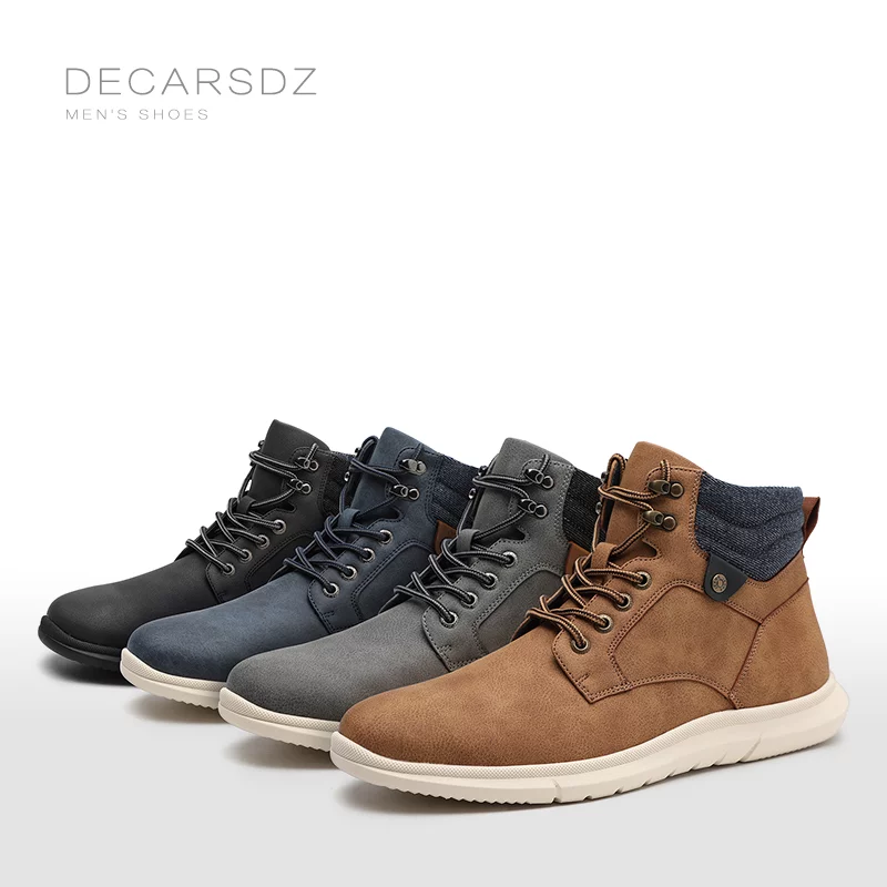 DECARSDZ-Botas de cuero con cordones para hombre, zapatos informales cómodos, clásicos, originales, para caminar, para primavera y otoño, 2023 - Imagen 6