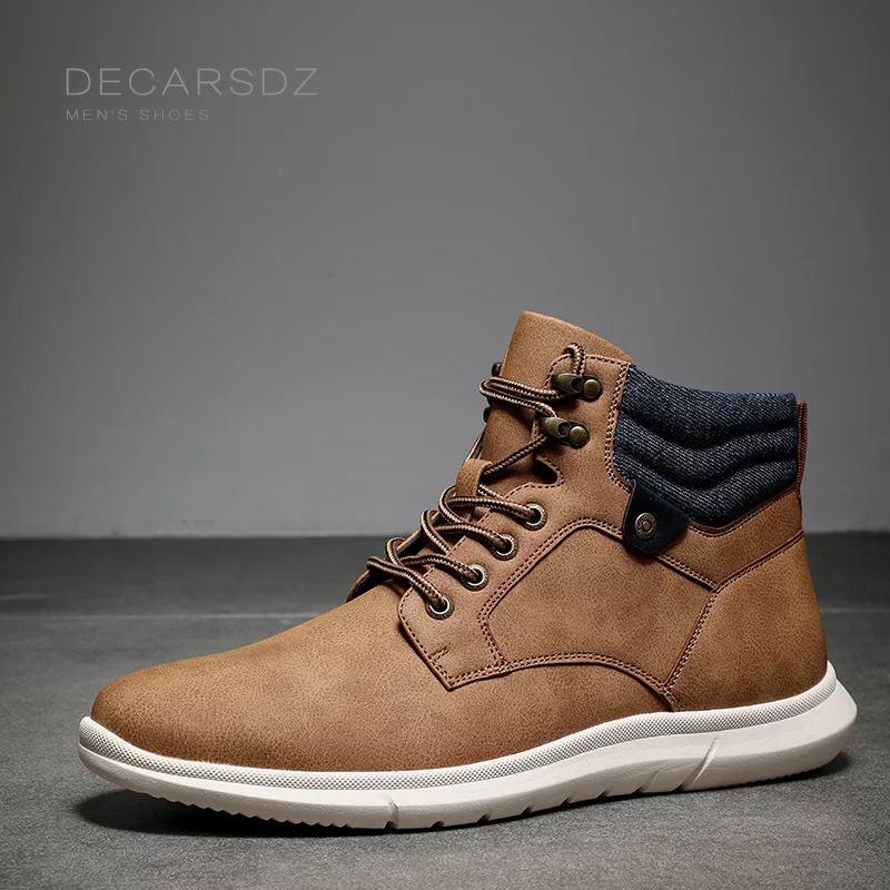 DECARSDZ-Botas de cuero con cordones para hombre, zapatos informales cómodos, clásicos, originales, para caminar, para primavera y otoño, 2023 - Imagen 7