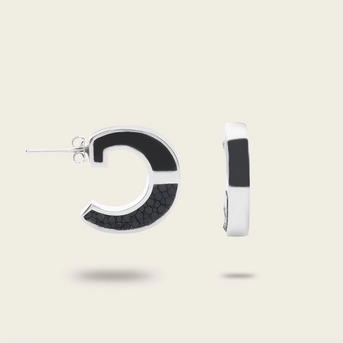 Arracadas en piel genuina de mantarraya para dama. - Imagen 2