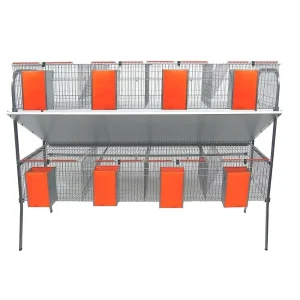 Gómez y Crespo. Jaula para Conejos ECONOMICA 4 con 2 pisos y 8 Departamentos. Bebedero a Elegir entre Cazoleta y Chupete