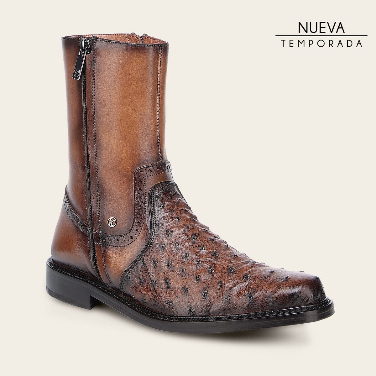 Bota de vestir en piel genuina de avestruz para caballero - Imagen 2