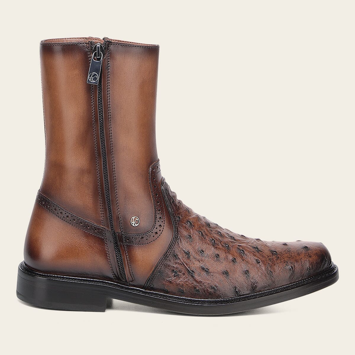 Bota de vestir en piel genuina de avestruz para caballero - Imagen 3