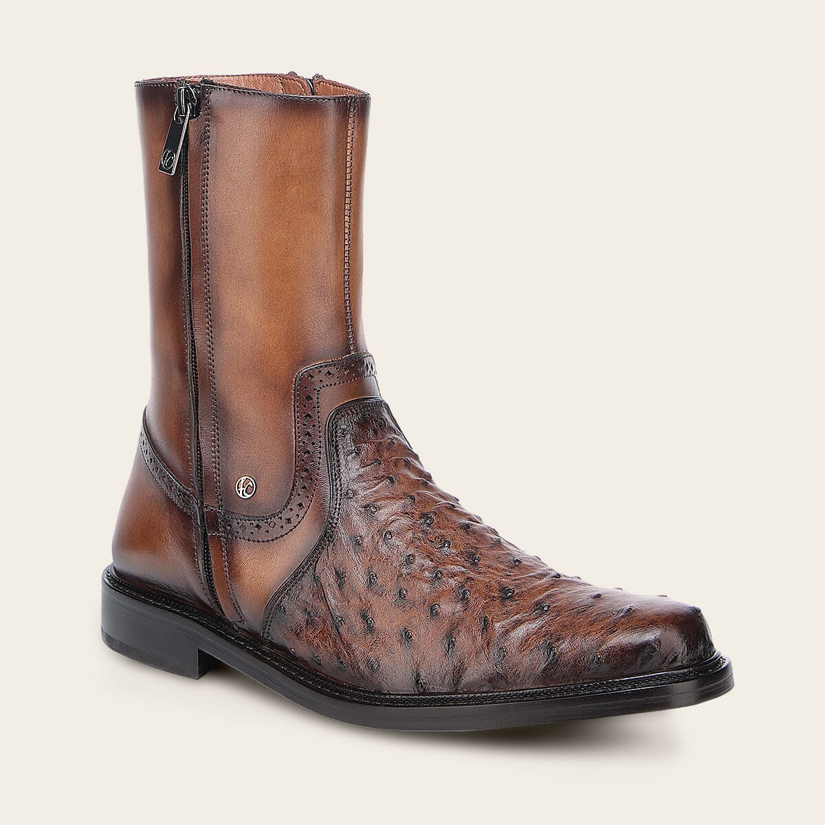 Bota de vestir en piel genuina de avestruz para caballero - Imagen 4