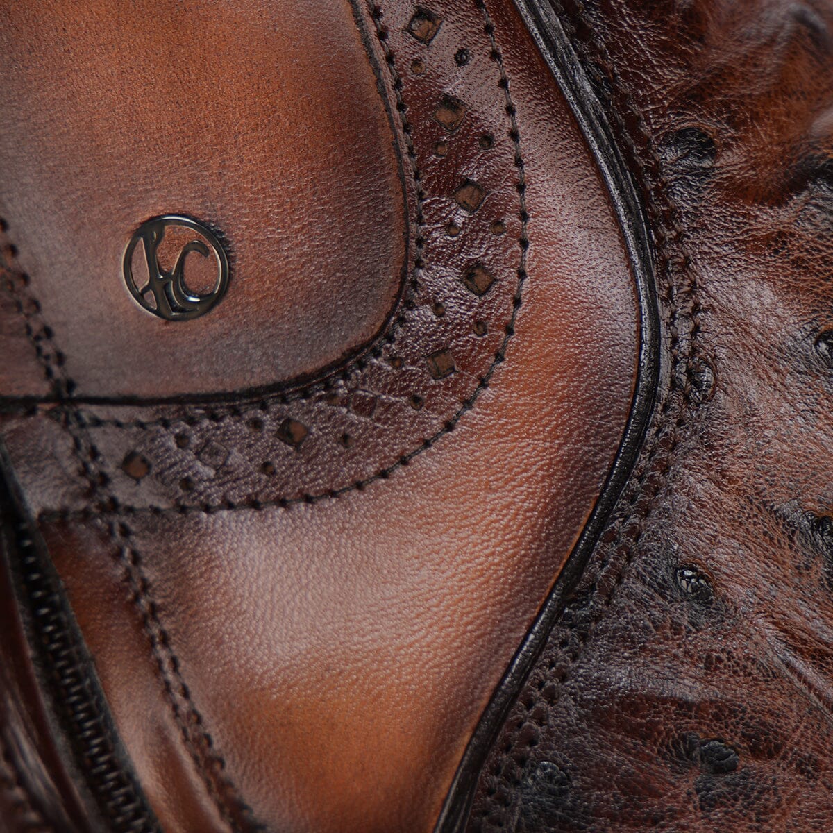 Bota de vestir en piel genuina de avestruz para caballero - Imagen 7