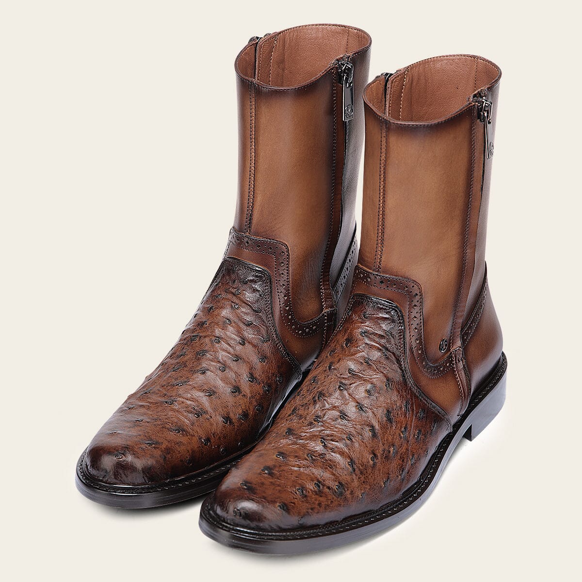 Bota de vestir en piel genuina de avestruz para caballero - Imagen 8