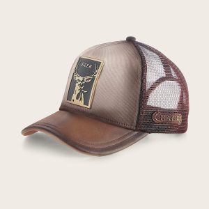 Gorra en piel genuina con diseño de venado
