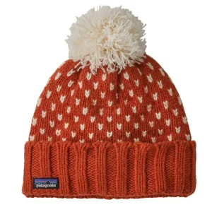 PATAGONIA SNOWBELLE BEANIE OFFSET DOT : BURNISHED RED | GORRO CON POMPON