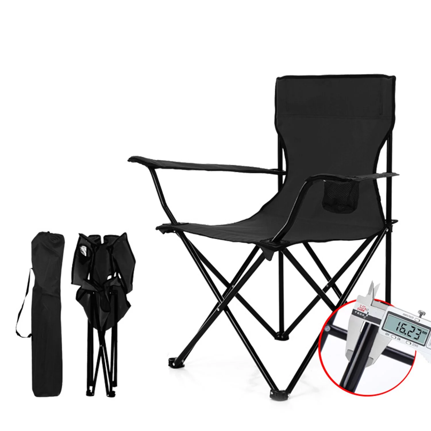 Silla Plegable de Camping de Acero, Silla de Camping Plegable Silla de Ocio, con Bolsa de Almacenamiento, para Exteriores, Pesca, Festival, Picnic - Imagen 3