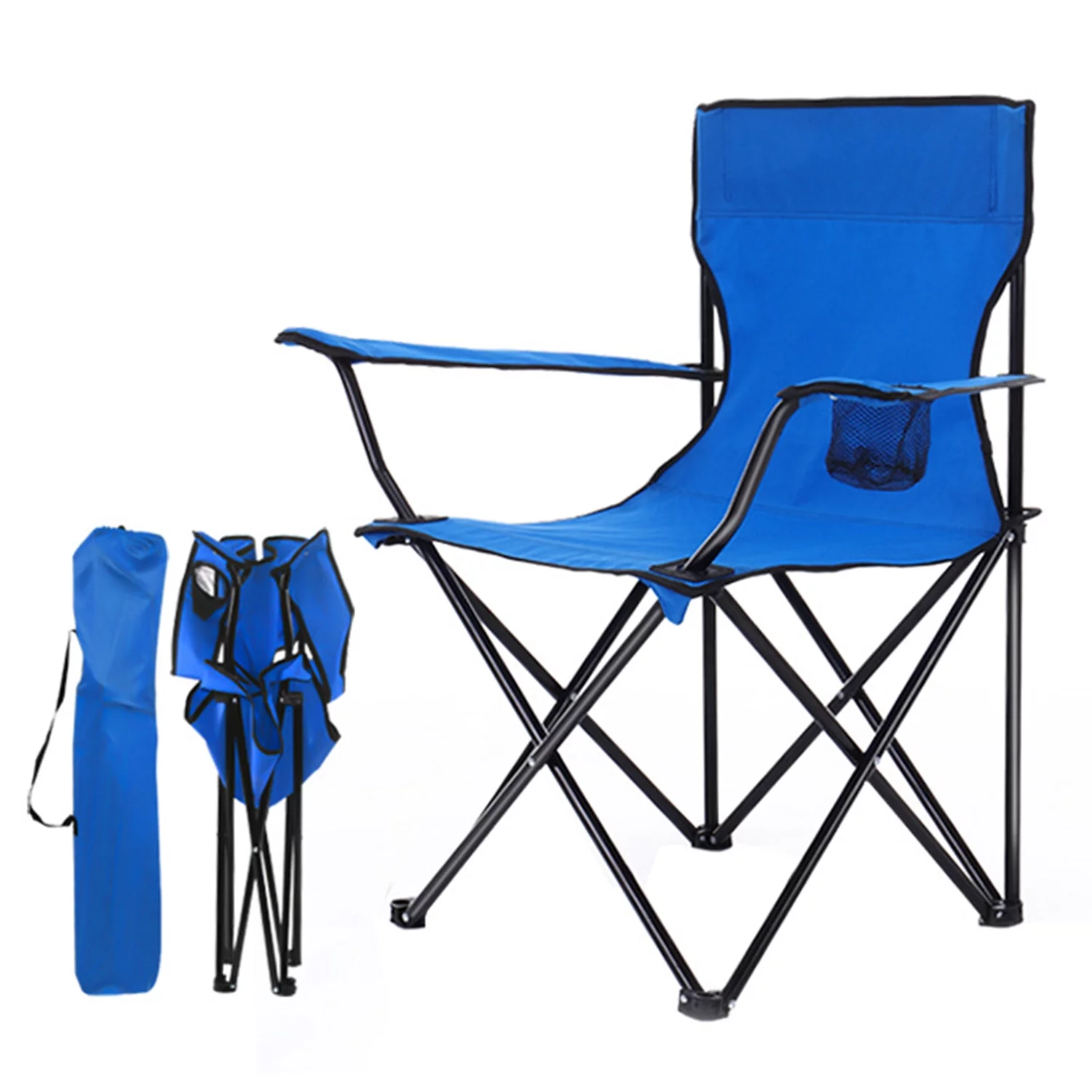 Silla Plegable de Camping de Acero, Silla de Camping Plegable Silla de Ocio, con Bolsa de Almacenamiento, para Exteriores, Pesca, Festival, Picnic - Imagen 2
