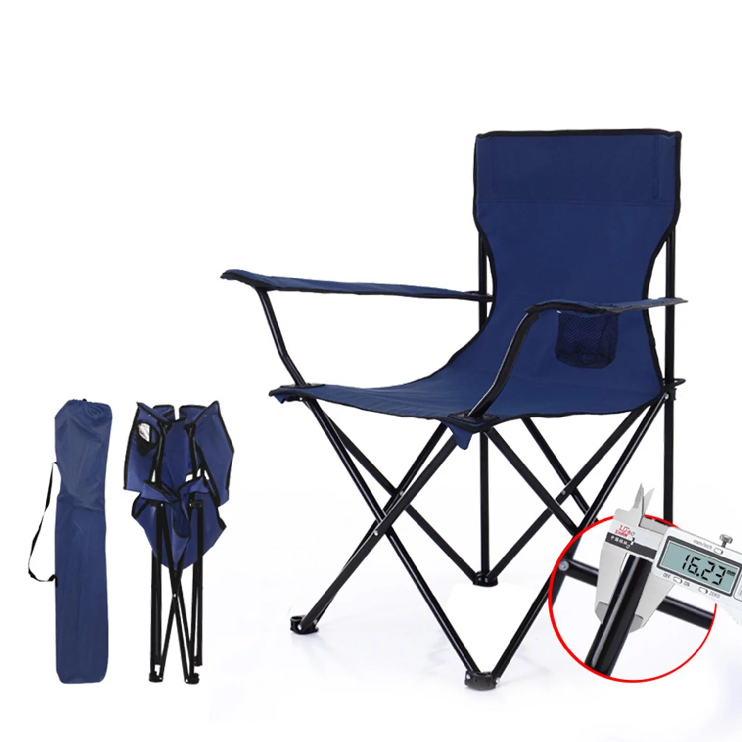 Silla Plegable de Camping de Acero, Silla de Camping Plegable Silla de Ocio, con Bolsa de Almacenamiento, para Exteriores, Pesca, Festival, Picnic - Imagen 4