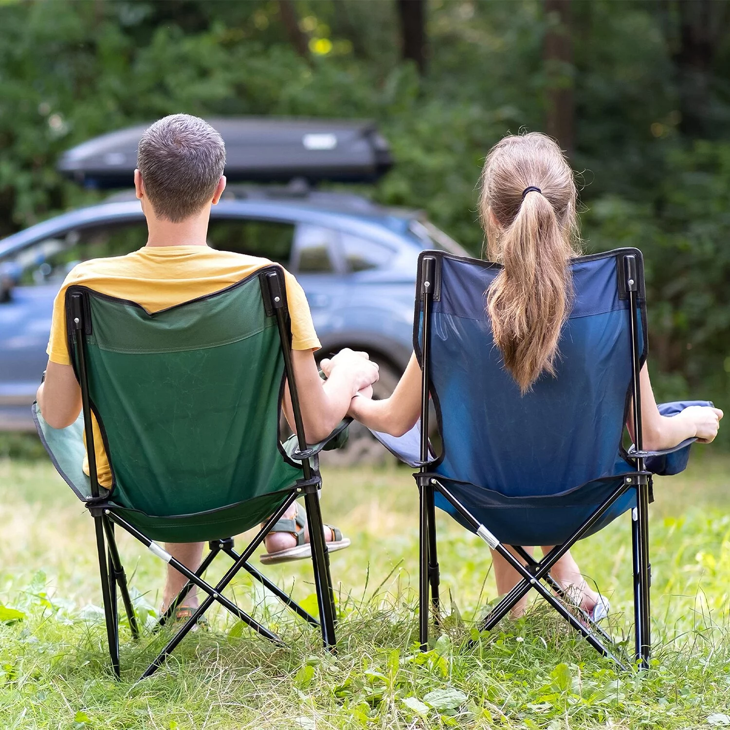 Silla Plegable de Camping de Acero, Silla de Camping Plegable Silla de Ocio, con Bolsa de Almacenamiento, para Exteriores, Pesca, Festival, Picnic - Imagen 6