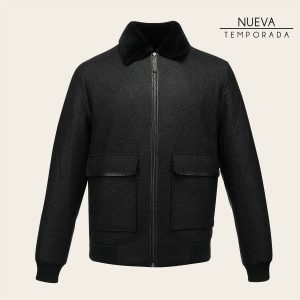 Chamarra en piel genuina de cordero para caballero