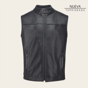 Chaleco en piel genuina de ovino para caballero