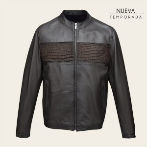 Chamarra en piel genuina de cocodrilo para caballero