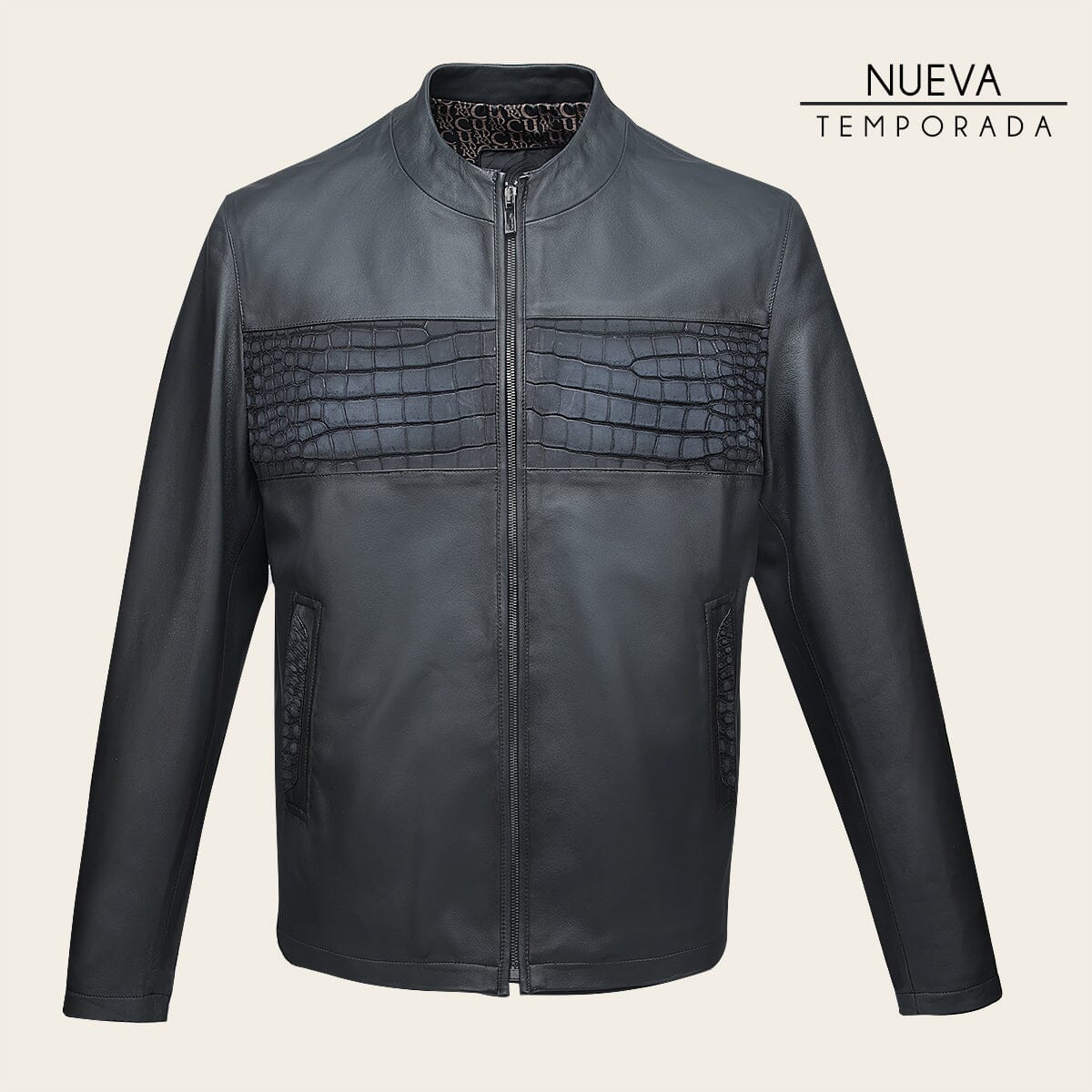 Chamarra en piel genuina de cocodrilo para caballero - Imagen 2