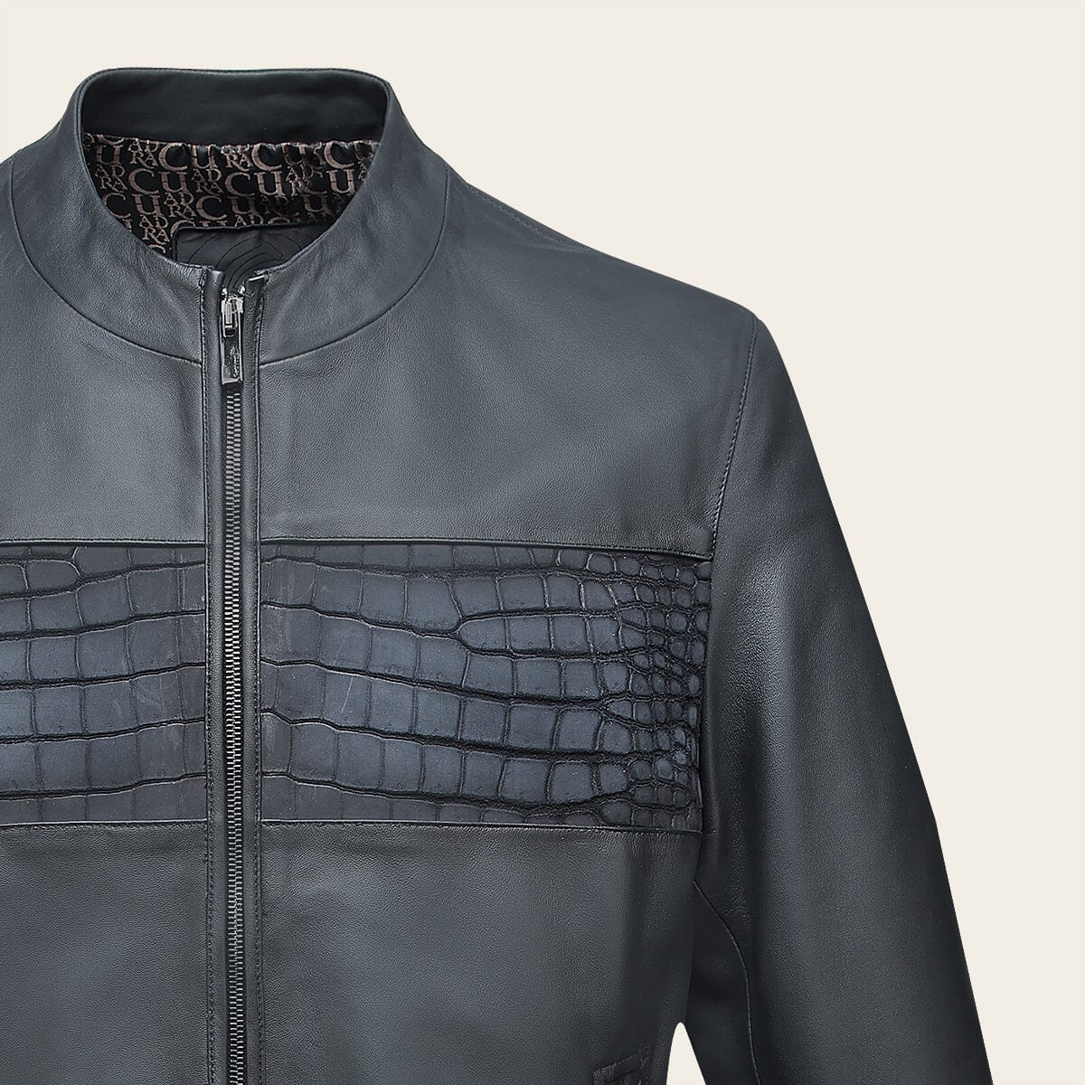 Chamarra en piel genuina de cocodrilo para caballero - Imagen 3