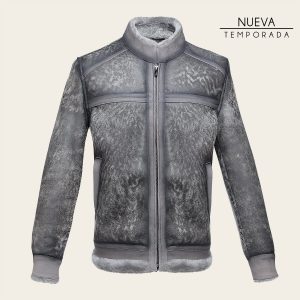 Chamarra en piel genuina de ovino con pelo para caballero